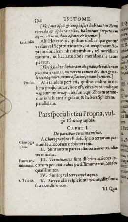 Pars specialis seu Propria, vulgo Chorographia.