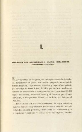 I. Situacion del Archiépielago...