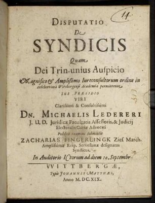 Disputatio De Syndicis
