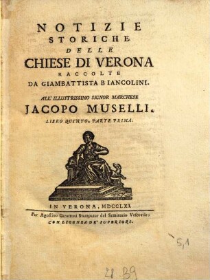 Notizie Storiche Delle Chiese Di Verona, Libro Quinto