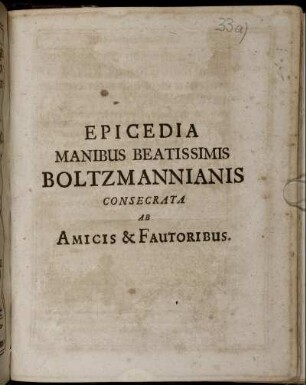 Epicedia Manibus Beatissimis Boltzmannianis