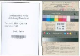 Entnazifizierung Erich Jank , geb. 06.10.1905 (Angestellter)