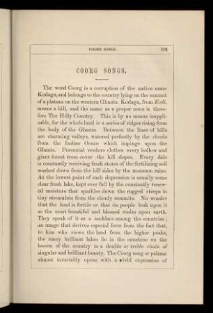 101-146, Coorg Songs