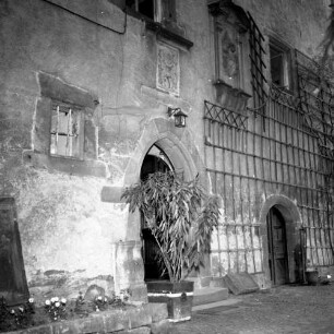 Gebäude der Brüder-Grimm-Stube. Teilansicht der Hofseite