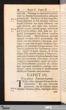 Caput III. Frugalitas Patriarcharum.