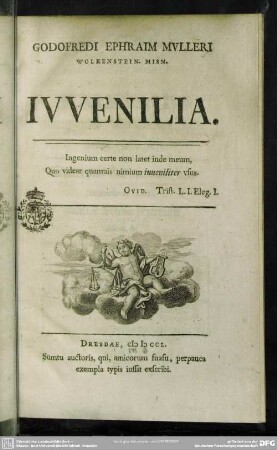 Godofredi Ephraim Mulleri Wolkenstein. Misn. Iuvenilia