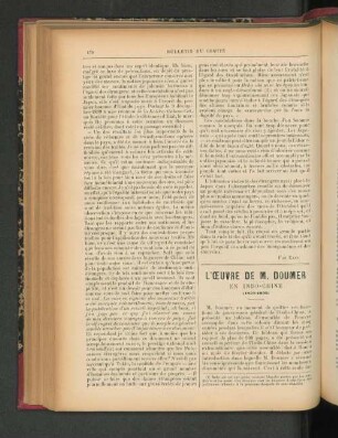 L'Oeuvre de M. Doumer. En Indo-Chine.