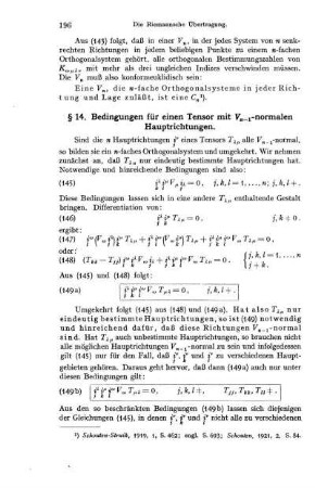 § 14. Bedingungen für einen Tensor mit Vn-1-normalen Hauptrichtungen.