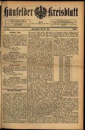 Ausgabe vom Samstag, den 18. Juli 1896.