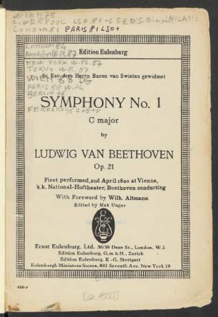 Symphony no. 1 C major : op. 21