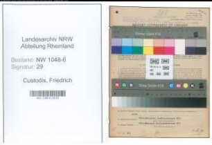 Entnazifizierung Friedrich Custodis , geb. 24.10.1905 (Werkmeister)