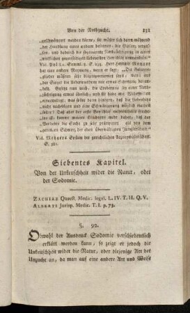 Siebentes Kapitel. Von der Unkeuschheit wider die Natur, oder der Sodomie.