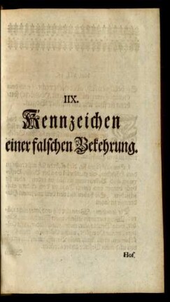 IIX. Kennzeichen einer falschen Bekehrung