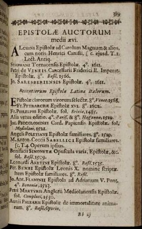 Epistolæ Auctorum medii ævi.