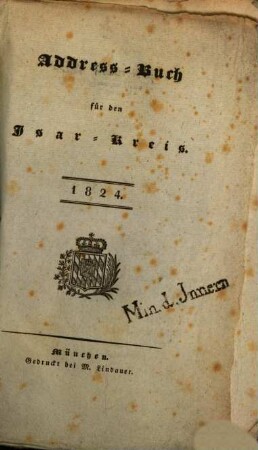 Adreß-Buch für den Isar-Kreis. 1824