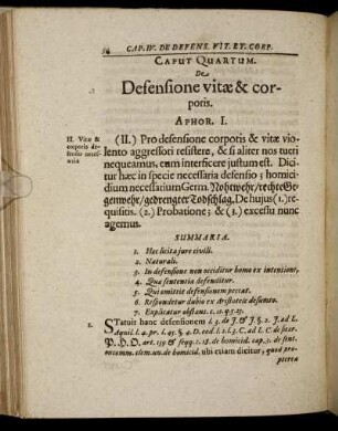 Caput Quartum. De Defensione vitæ & corporis.