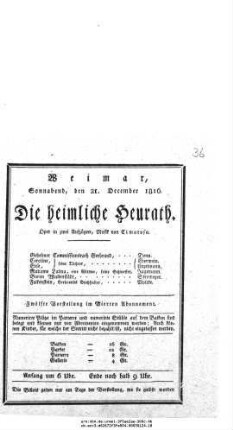 Die heimliche Heurath