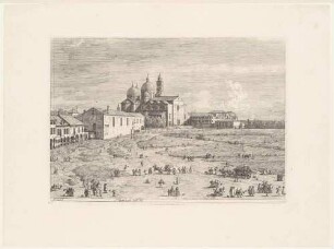 Santa Giustina in prà della Vale (Die Kirche Santa Giustina mit dem Prato della Valle in Padua, linke Hälfte), aus der Folge "Vedute altre prese da i luoghi altre ideate da Antonio Canal"
