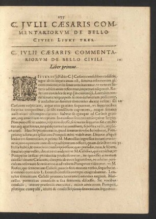C. Iulii Caesaris Commentariorum De Bello Civili Liber primus.