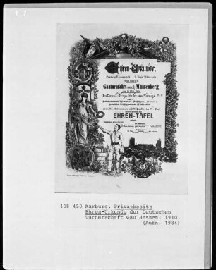 Ehrenurkunde der deutschen Turnerschaft