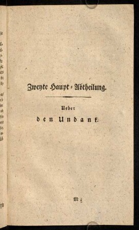 Zweytze Haupt-Abtheilung.