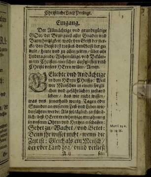 [Christliche LeichPredigt.]