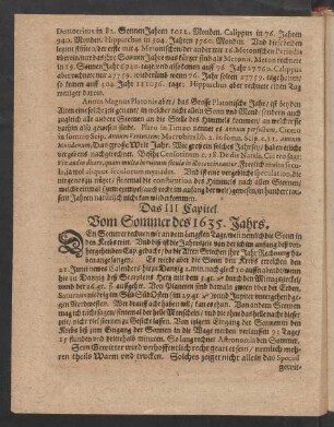 Das III Capitel. Vom Sommer des 1635. Jahrs.