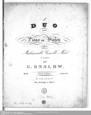 Duo pour Piano et Violon : Op. 29