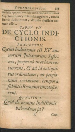 Caput VII. De Cyclo Indictionis.