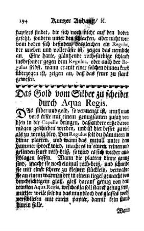 Das Gold vom Silber zu scheiden durch Aqua Regis.