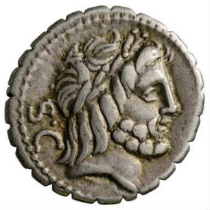 Münze, Denar (serratus), 83 - 82 v. Chr.