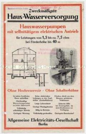 Zweckmäßigste Haus-Wasserversorgung