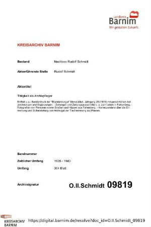 Tätigkeit als Archivpfleger