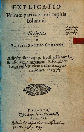 Explicatio primae partis primae capitis Johannis