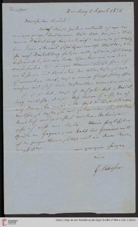 Briefe von Gabriel Rießer an Ludwig Häusser: Brief von Gabriel Rießer an Ludwig Häusser