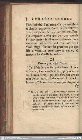 XI. Remarque d´un Sage