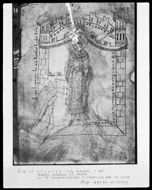 Vergil, Bucolica und Aeneis aus Kloster Weihenstephan — Der heilige Stephanus und Abt Altun, Folio 1verso