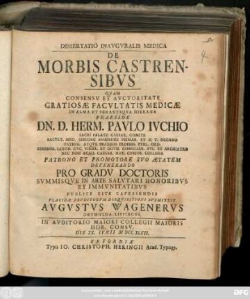 Dissertatio Inavgvralis Medica De Morbis Castrensibvs