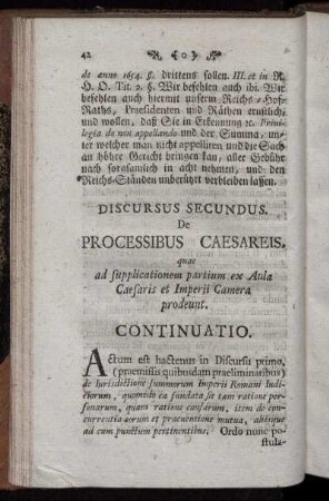 Discursus Secundus De Processibus Caesareis,...