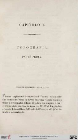 Parte prima: Posizione geografica della città