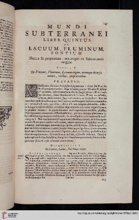 Sectio I: De fontium, fluminum, lacuum origine [...]