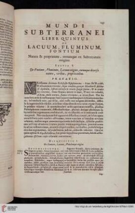 Sectio I: De fontium, fluminum, lacuum origine [...]