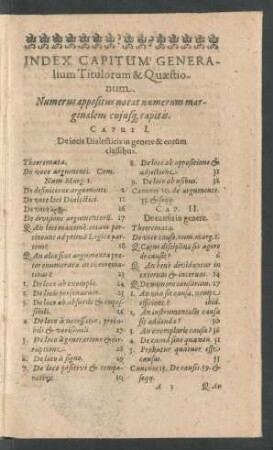 Index Capitum Generalium Titulorum & Quaestionum.