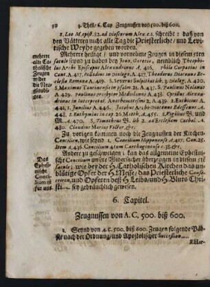 6. Capitel. Zeugnussen von A. C. 500 biß 600.