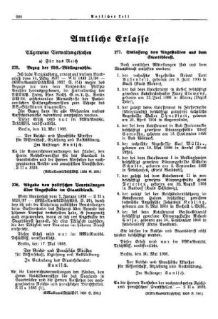Bezug der NS.-Bibliographie : [Allgemeine Verwaltungssachen] ; [Für das Reich] ; [Amtliche Erlasse] ; [Amtlicher Teil]