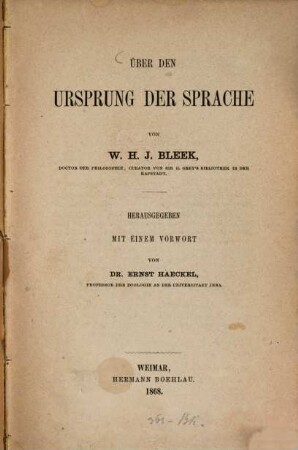 Über den Ursprung der Sprache