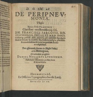 D.O. M.A. De Peripnevmonia : Theses