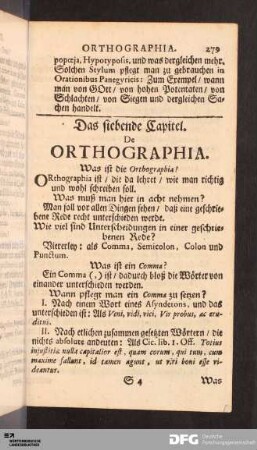 Das siebende Capitel. De Orthographia