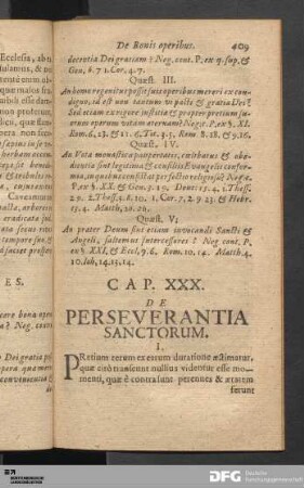 Cap. XXX. De Perseverantia Sanctorum.