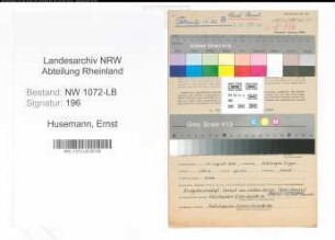 Entnazifizierung Ernst Husemann , geb. 15.08.1910 (Zeichner)